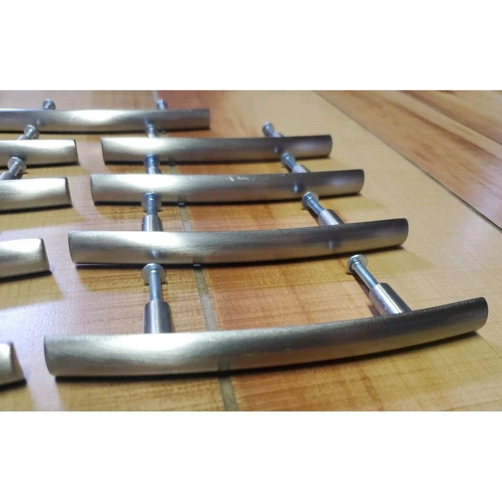 Brushed Nickel Cabinet Door Handles Drawer Pulls 5.25 inch Lot Of 9